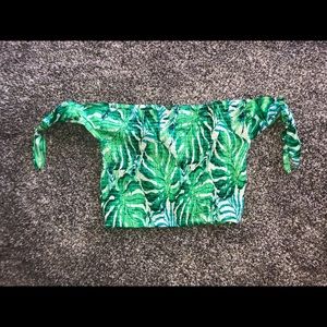 Smocked off the shoulder crop top